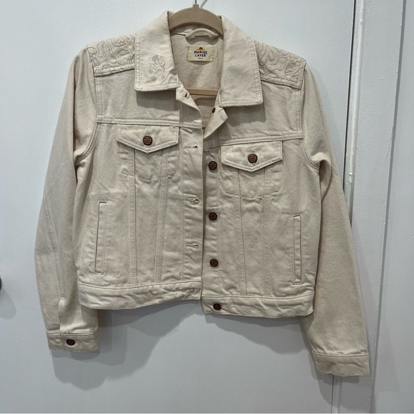 Marine Layer Embroidered Denim Jacket in Natural Size Small - Picture 6 of 11